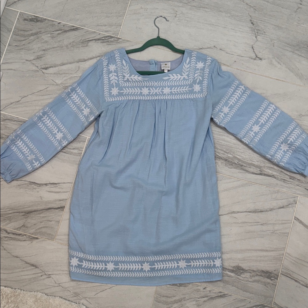 J Marie Blue and White Embroidered Dress